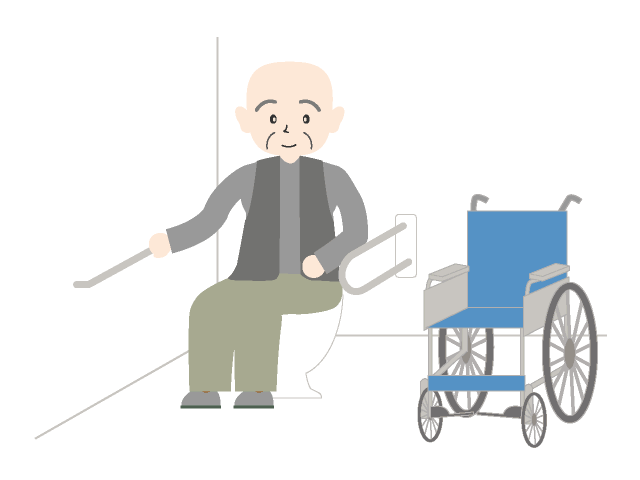 手すりに摑まるイラスト